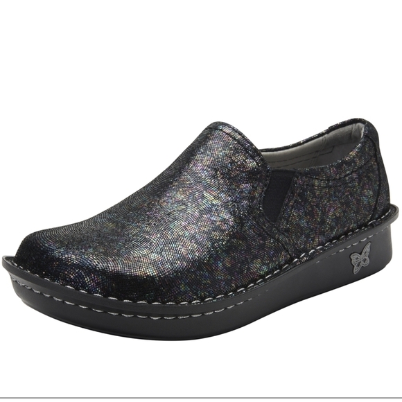 Alegria sz 40/9.5 Leather Slip On Brook Tranquil Multi Color Shoes Double Gore - Picture 1 of 14